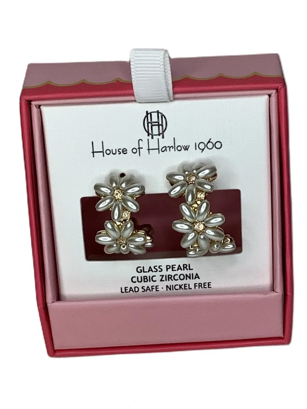 House Of Harlow 1960 Daisy Floral Hoop Earrings New